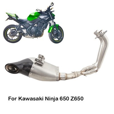 Exhaust Headers Pipe With Muffler Tips For Kawasaki Ninja 650 Z650 2017-2023