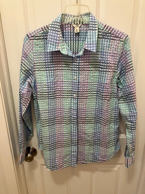 NWOT L.L. BEAN Women's Long Sleeve Casual Plaid Blouse Top Shirt Size Medium