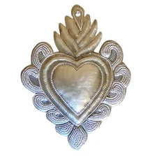 Sacred Heart, Handcrafted Haitian Metal Art, Religious Home Decor, Wall Art