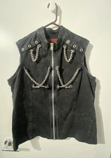 Tripp NYC Vest Man Vintage Black Goth Punk Cosplay Chain Rock Sleeveless Size XL