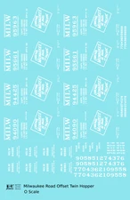 K4 O Scale Decals Milwaukee Road Offset Twin Hopper White
