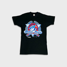 Vintage 1991 Toronto Blue Jays T Shirt Mens Medium Black American League MLB Tee