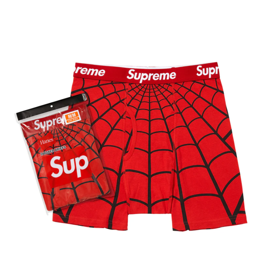 SUPREME SS26 HANES SPIDER-MAN BOXER BRIEFS (2 PACK) BLACK WHITE
