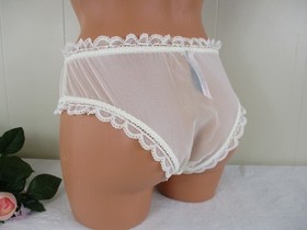 VTG Victoria's Secret Sexy Little Things sz. L Ivory Lace Frilly Panties Bows