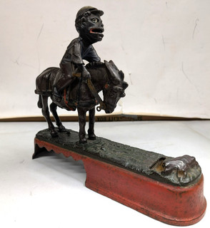 Antique 1879 Pat. Cast Iron Used Mechanical Bank " I Always Did Spise A Mule "