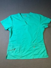 ERGO Life Threads V-Neck Scrub Top Size XL turquoise Green Short Sleeve