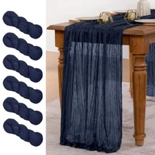 MLMW 6 Pack Navy Blue Cheesecloth Table Runner Boho Cheese Cloth 160 inch Gauze