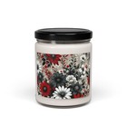 Scented Soy Candle, 9oz Red White Gray Black Floral Design 2, Gift Everyday