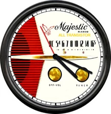 Majestic Red Radio Tube Service Sale Repair Dealer Retro Vintage Sign Wall Clock