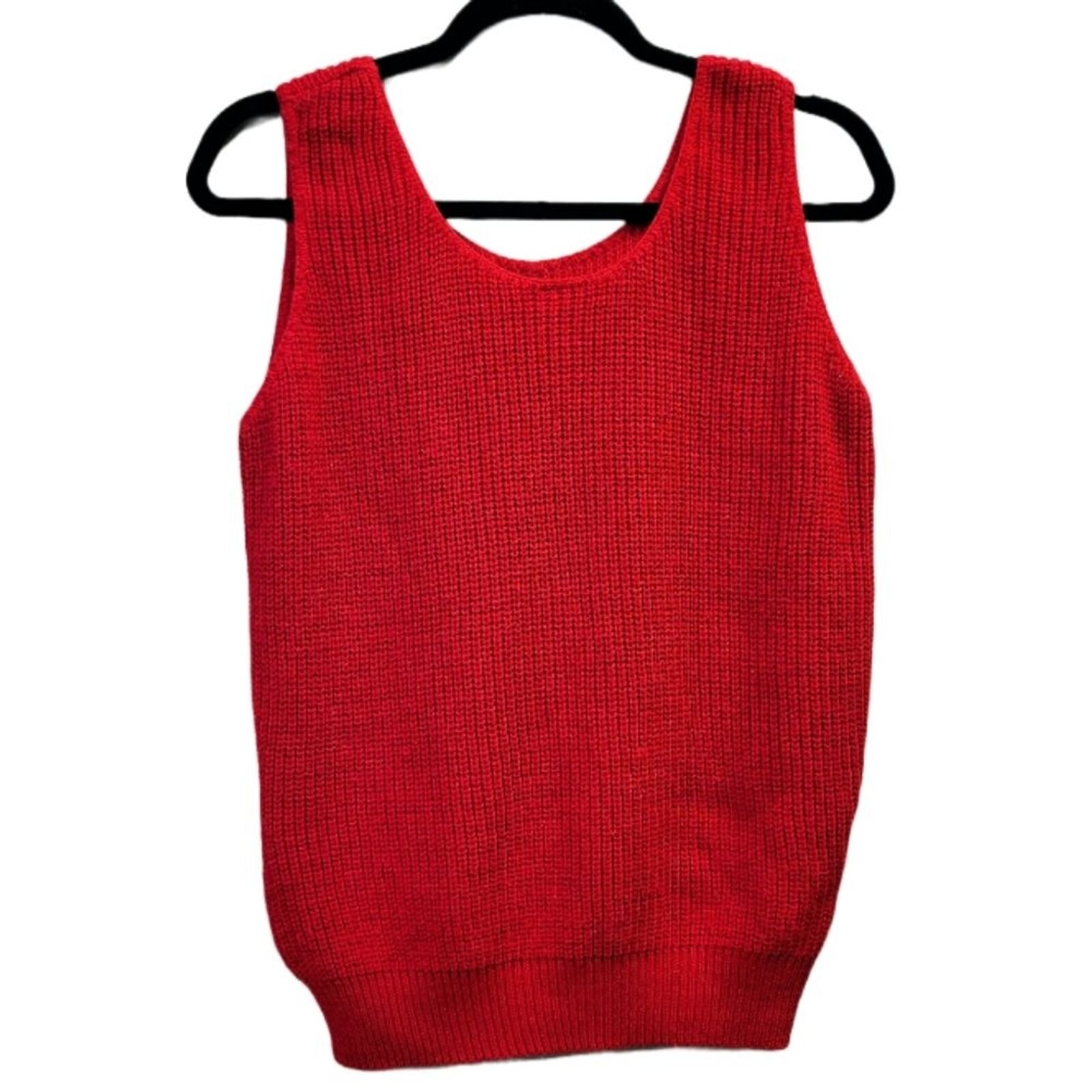 Vintage Sweater Bazaar Red Knit Sweater Vest Size… - image 2