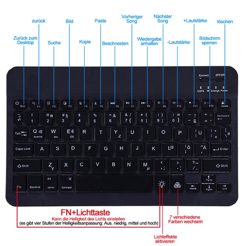 Deutsche Wireless Tastatur kabellos Keyboard Inkl. Funk Maus Für PC Handy Tablet - Bild 19 von 33