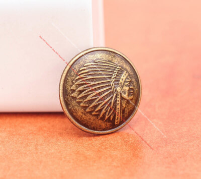 20X 20mm Antique Brass Western Indian Head Leathercraft Belt Concho Screwback