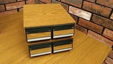 Two Vintage Audio Cassette Tape Holder Wood Grain Tape Storage Case - Holds 48