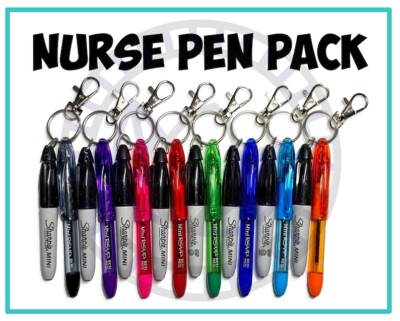Nurse Pen LED Light Mini Permanent Marker ID Badge Reel Keychain
