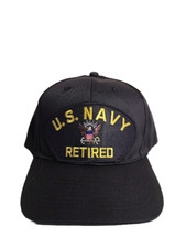 US Navy Retired Hat Cap Embroidered Patch Ballcap Black Brand New