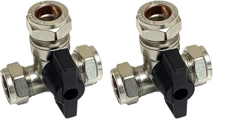 15mm Isolating Tee Valve Lever Handle On/Off Service Valve PACK OF 2 ...