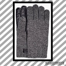 Men's Ugg Knit Leather Palm Gloves Black Marl Size S/M