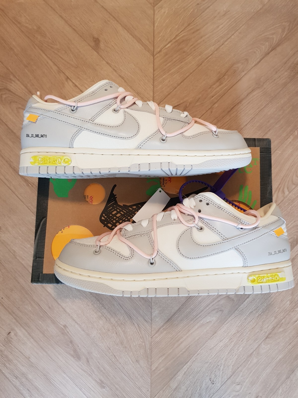 OFF WHITE X NIKE Nike Dunk Low x Off White Lot 24 of 50 Sail Grey UK 8 US 9 EU 42.5