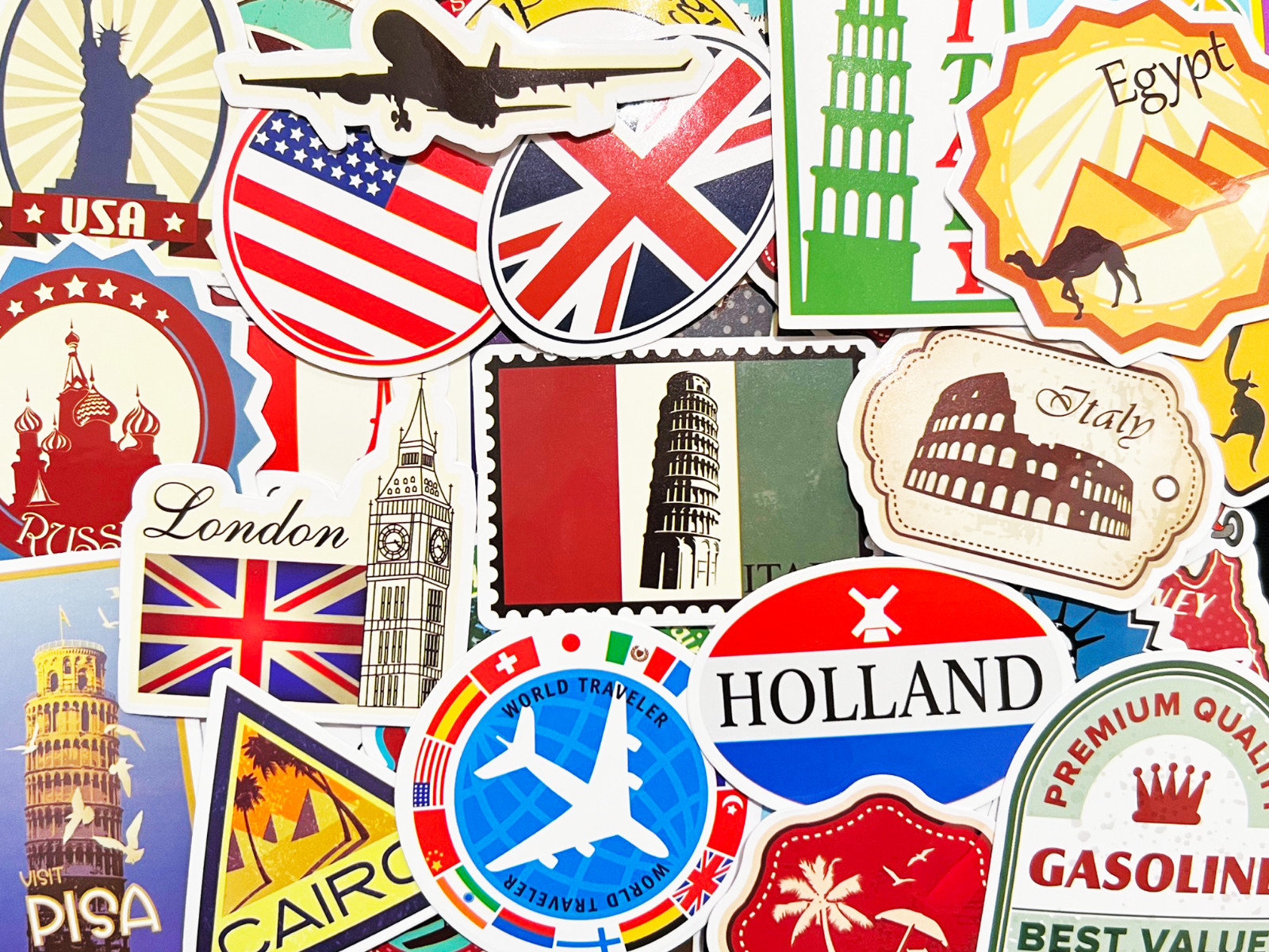 100 Traveling Hiking World Sight Seeing Stickers Laptop Car Bumper Bike Decals