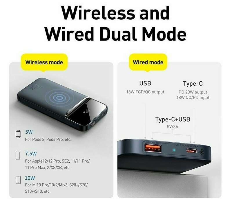 10000mAh Magnetic Wireless Power Bank with 20W PD Fast Charging