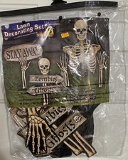 5 Pc Halloween Lawn Decorating Set With Metal Stakes, Skeleton.