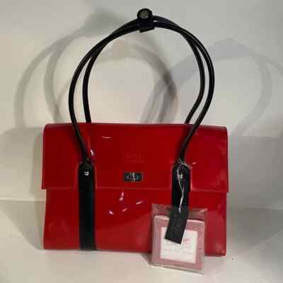 NWT Beijo Red Patent with Black Detail Handbag Inner Zippered