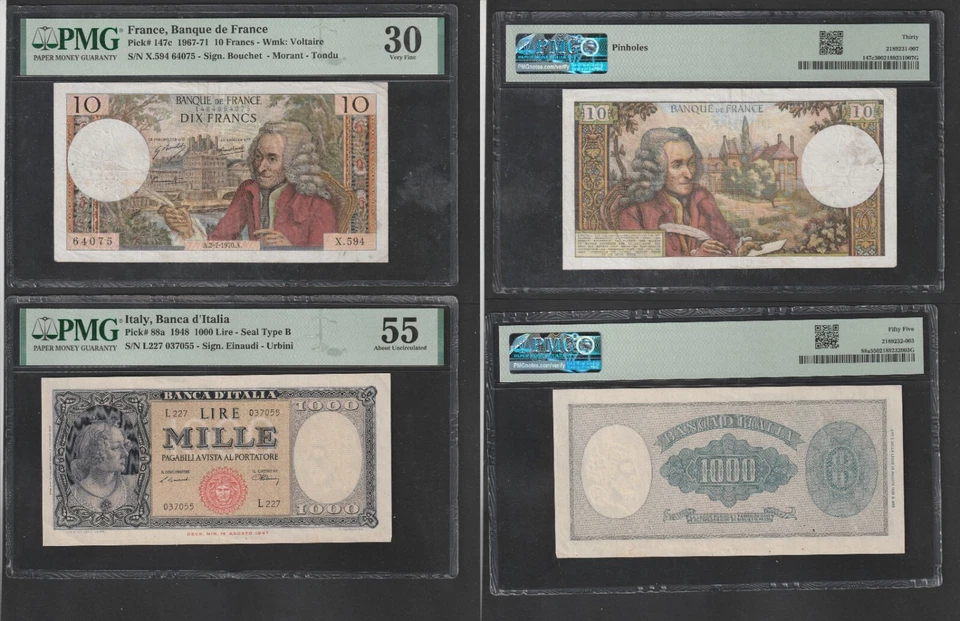 Large Collection of 25 Banquet Notes Italia,  Graded, Unc & Cir Condition - Image 2 of 4