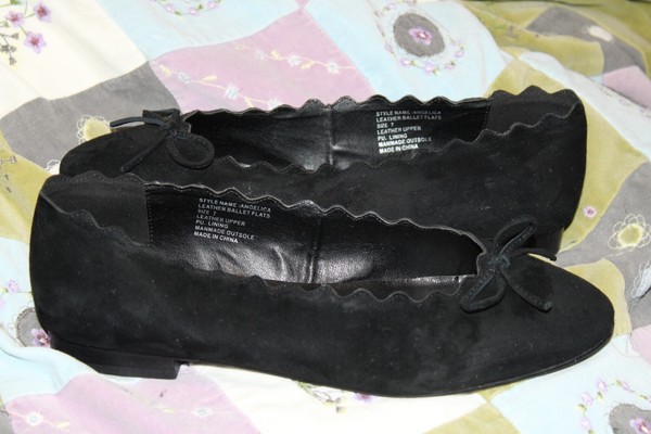 ATMOS&HERE *ANGELICA * BLACK LEATHER BALLET FLATS. SZ : 7. FREE POST.