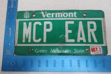 Vermont VT License Plate Tag Vanity  1995 Initials Couple M C P E A R MCP EAR #2