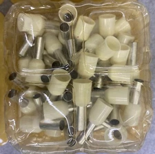 BM 00512 Insulated End Sleeve/Bootlace Lug, 10mm2/8 AWG, IVORY, 50 Pc's Pkt