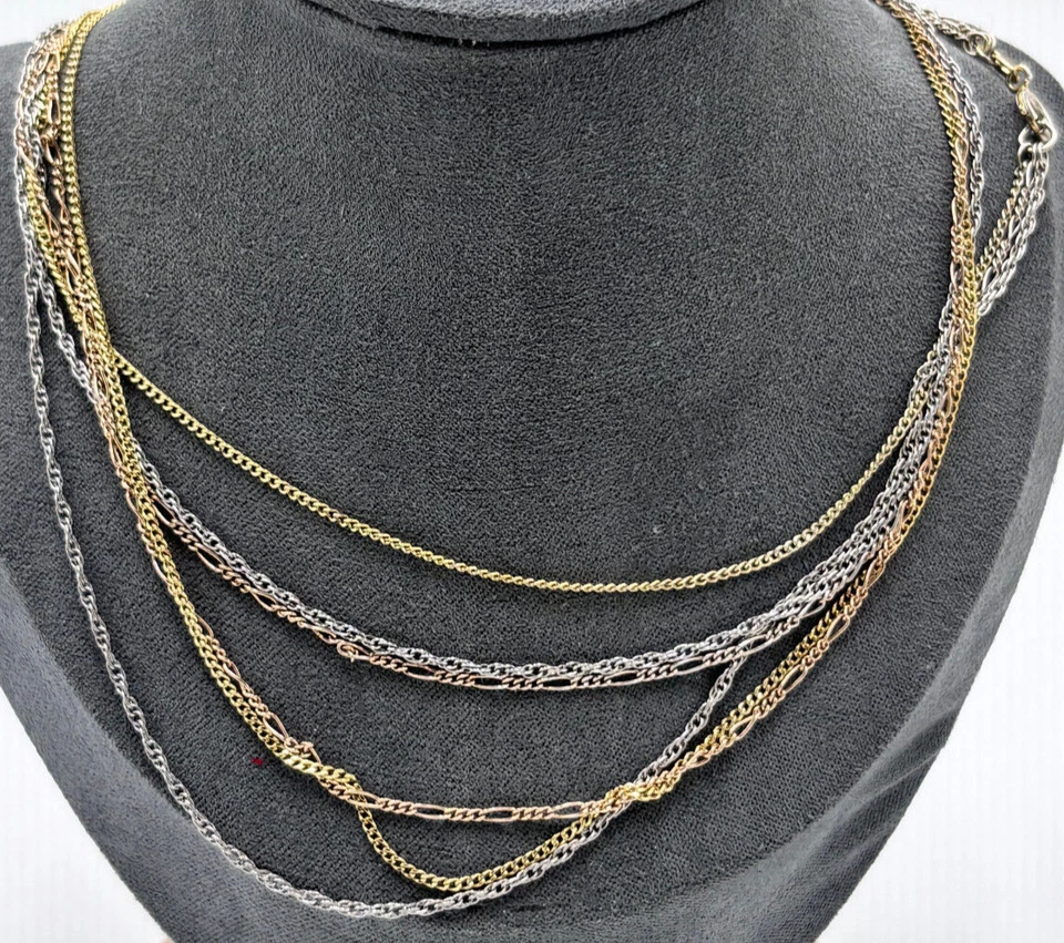 Dreifach Kette Tricolor 0,925 Sterlingsilber vergoldet und rotvergoldet - Bild 2 von 4