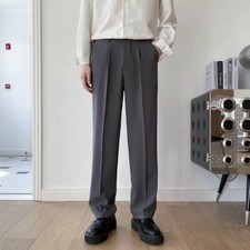 Men Dress Pants Straight Leg Office Work Trousers Slim Fit Casual Business