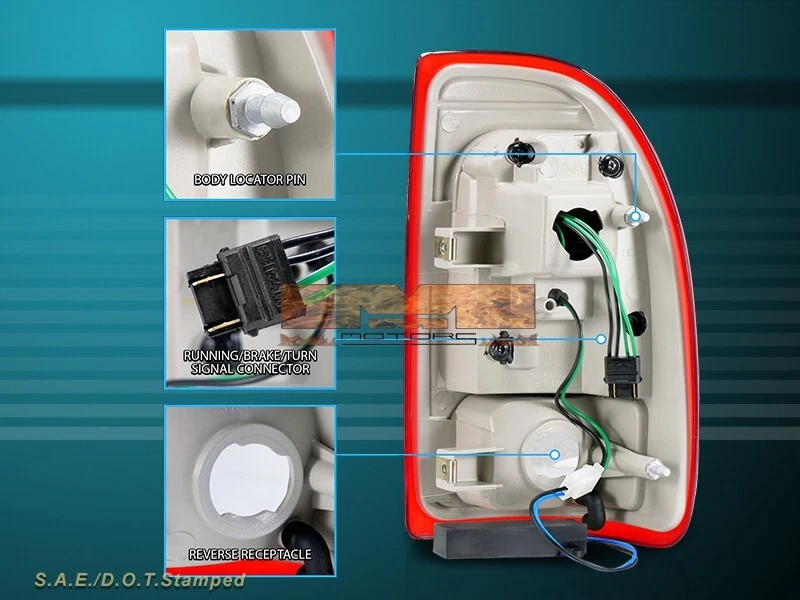 1997 - 2004 年道奇 Dakota 尾灯红色 C-Bar LED 一对全新 — 第 2/4 张图片