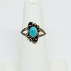 Vintage Old Pawn Sterling Silver Split Shank Southwestern Turquoise Ring ~Size 5