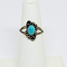 Vintage Old Pawn Sterling Silver Split Shank Southwestern Turquoise Ring Size 5
