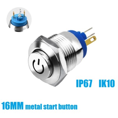 16mm Double color short button high head power symbol4A IP67Waterproof LED light