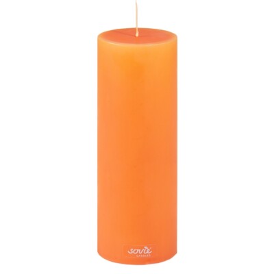 1 SOVIE Pillar Candle Orange 7x20cm - Flat Head Pillar Candle Burning approx 104 hours