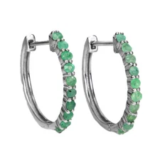 925 Sterling Silver Earrings Round Emerald Gemstone Jewelry