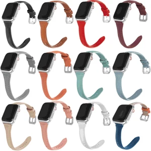 Pour Apple Watch 9 8 7 6 SE 5 4 3 Ultra 38 42 40 44 45mm Bande de bracelet en cuir mince