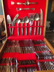 solid nickel bronze thai flatware 144 piece set