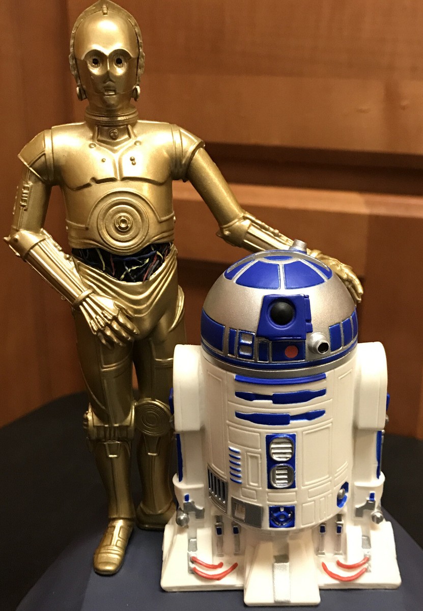 Disney Star Wars Star Tours C-3PO & R2-D2 Coin Bank 10” RARE