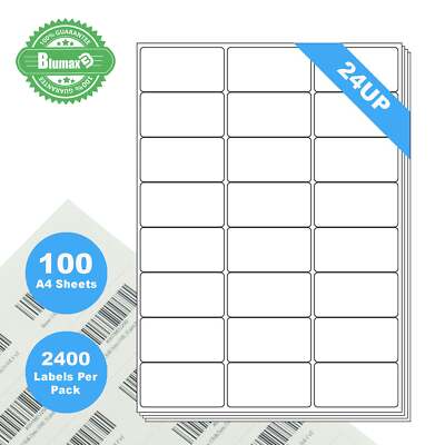 100x A4 Self Adhesive Paper Labels 24 up Office Mailing Sticker Laser ...