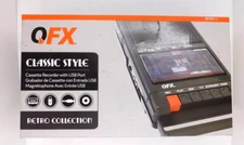QFX Classic Shoebox Style Cassette Player Recorder USB Line In Uses 4 AA Battery