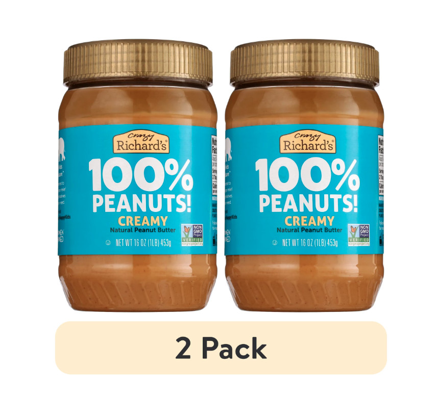 (2 pack) Crazy Richard's All-Natural Creamy Peanut Butter, 16 oz...