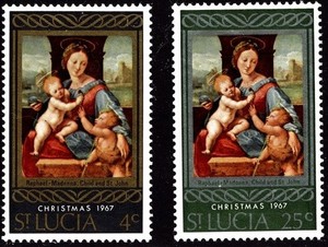 647  St Lucia 1967 Stamp Set Scott #227-28 Christmas Mint LH