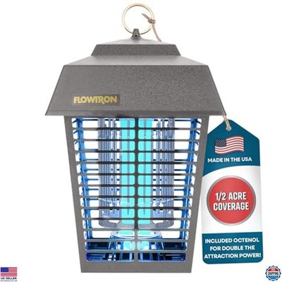 Flowtron Electric Bug Zapper - 1/2 Acre, 15W UV Light, 5600V Grid, UL Certified