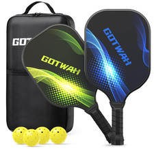 Gotwah Pickleball Lightweight Fiberglass Paddle set of 2 balls x4 New