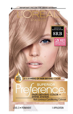 L'Oreal Paris Superior Preference Permanent Hair Color 8RB Medium Rose Blonde