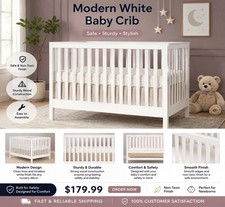 5 in 1 Convertible Baby Crib Toddler Day Bed Full Size Bed Adjustable Mattress