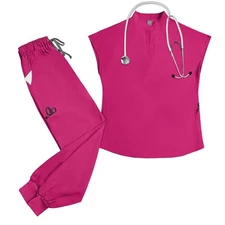 2025 New Women Nursing Medical Scrub Uniform Sets Stand-Collar Tops Jogger Pants
